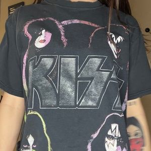 Vintage Cropped Distressed KISS Crop Top